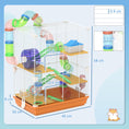 Load image into Gallery viewer, 5 Tier Hamster Cage, Gerbil Cage with Tube Exercise Wheels, Tunnel, Water Bottle, Dishes, 58H x 46L x 30Wcm, Orange
