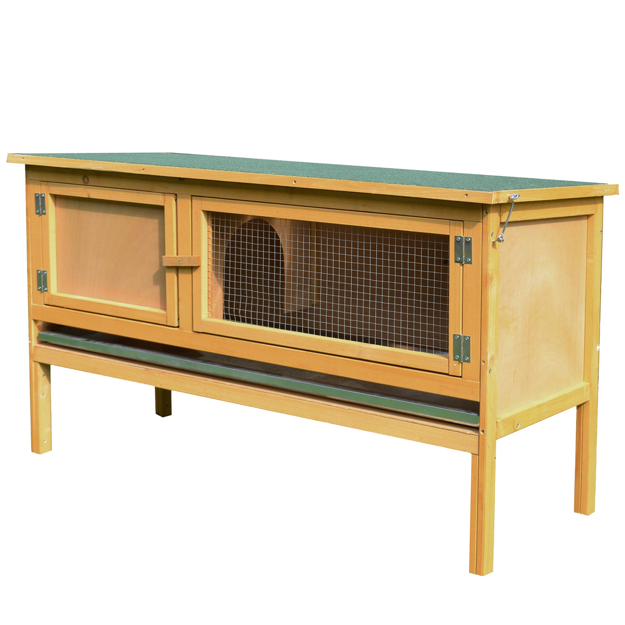 Rabbit Hutch Outdoor Guinea Pig Hutch House Small Animal Bunny Cage w/ Openable Roof, 115 x 44 x 65 cm