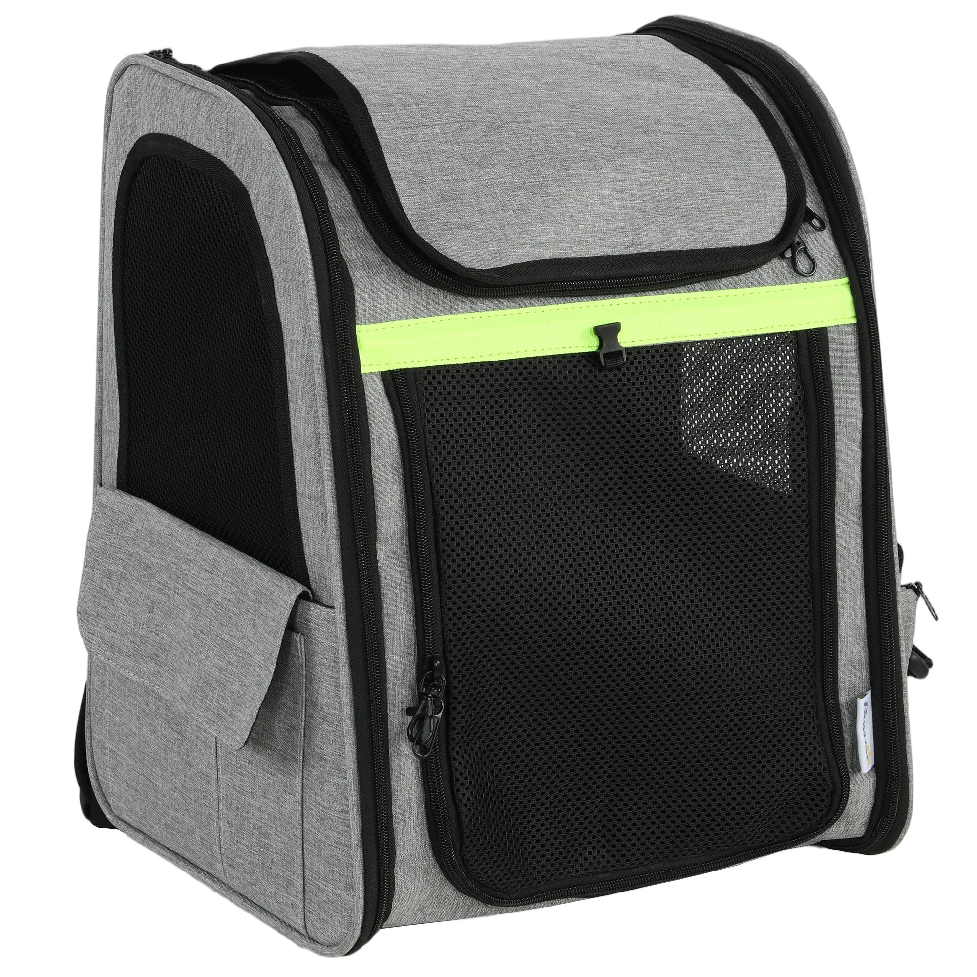 Dog Carrier Backpack Expandable, Breathable Pet Carrier Bag for Small Puppy Cat with Reflective Strip and 5 Pockets, for Travel Hiking Walking Camping, Light Grey
