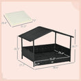 Load image into Gallery viewer, PawHut Wicker Dog House Outdoor with Canopy, Rattan Dog Bed with Water-resistant Cushion, Raised Dog Bed for Small, Medium Dogs up to 66 lbs, 19.75" in Length, Black Wicker, White Cushion
