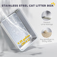 Load image into Gallery viewer, Stainless Steel Cat Litter Box with Lid, Metal Litter Pan Tray with High Sided, Scoop, 34.5L, Easy Clean, Non-Sticky & Anti-Leakage, Light Grey
