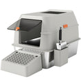 Load image into Gallery viewer, Stainless Steel Cat Litter Box with Lid, Metal Litter Pan Tray with High Sided, Scoop, 34.5L, Easy Clean, Non-Sticky & Anti-Leakage, Light Grey
