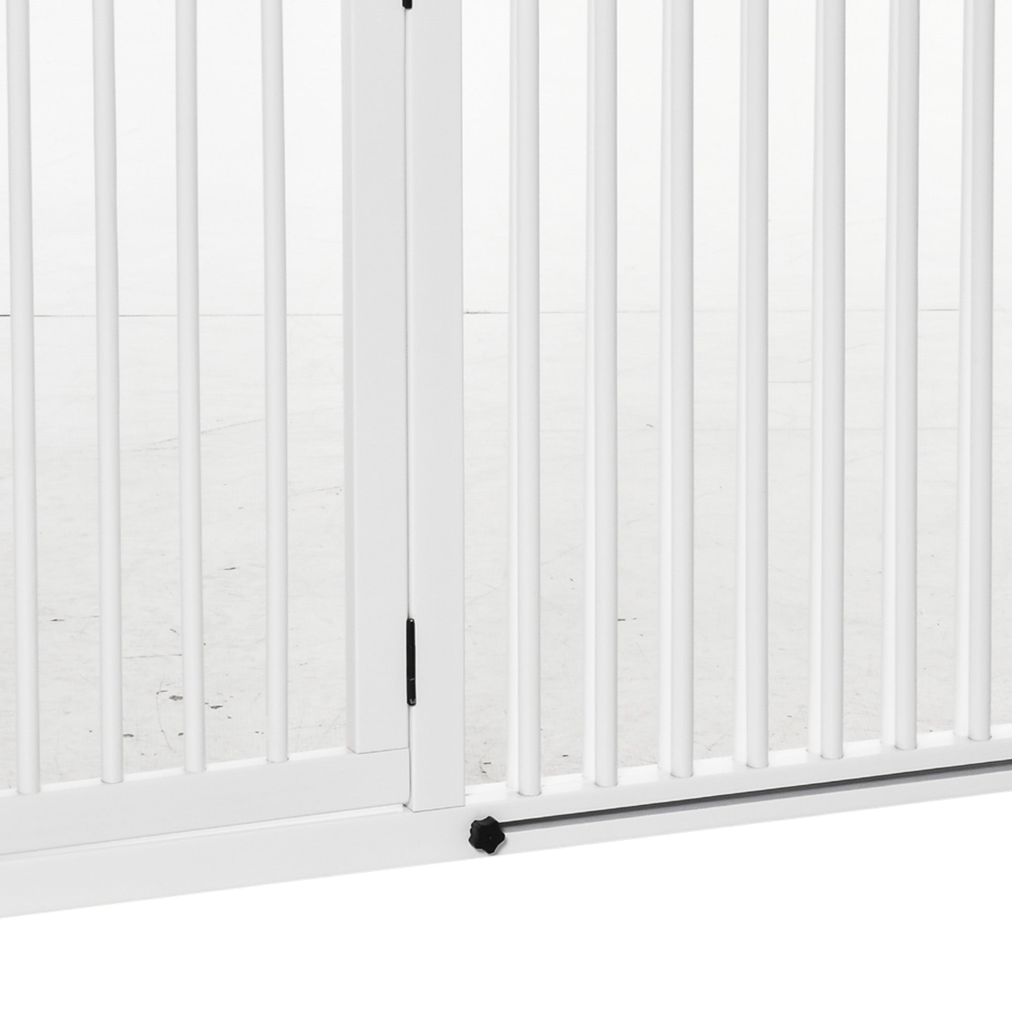 PawHut Adjustable Wooden Pet Gate, Freestanding Dog Fence for Doorway, Hall, 3 Panels w/ Safety Barrier, Lockable Door, White, 44.5"-65.25" L x 14.25" H