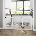 Load image into Gallery viewer, PawHut Adjustable Wooden Pet Gate, Freestanding Dog Fence for Doorway, Hall, 3 Panels w/ Safety Barrier, Lockable Door, White, 44.5"-65.25" L x 14.25" H
