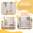 Load image into Gallery viewer, PawHut Adjustable Wooden Pet Gate, Freestanding Dog Fence for Doorway, Hall, 3 Panels w/ Safety Barrier, Lockable Door, White, 44.5"-65.25" L x 14.25" H
