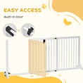 Load image into Gallery viewer, PawHut Adjustable Wooden Pet Gate, Freestanding Dog Fence for Doorway, Hall, 3 Panels w/ Safety Barrier, Lockable Door, White, 44.5"-65.25" L x 14.25" H
