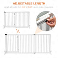 Load image into Gallery viewer, PawHut Adjustable Wooden Pet Gate, Freestanding Dog Fence for Doorway, Hall, 3 Panels w/ Safety Barrier, Lockable Door, White, 44.5"-65.25" L x 14.25" H

