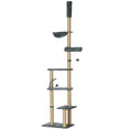 Load image into Gallery viewer, Floor to Ceiling Cat Tree for Indoor Cats, 6-Tier Play Tower Climbing Activity Center with Scratching Post, Platforms, Bed, Hammock, Adjustable Height 230-250cm, Grey
