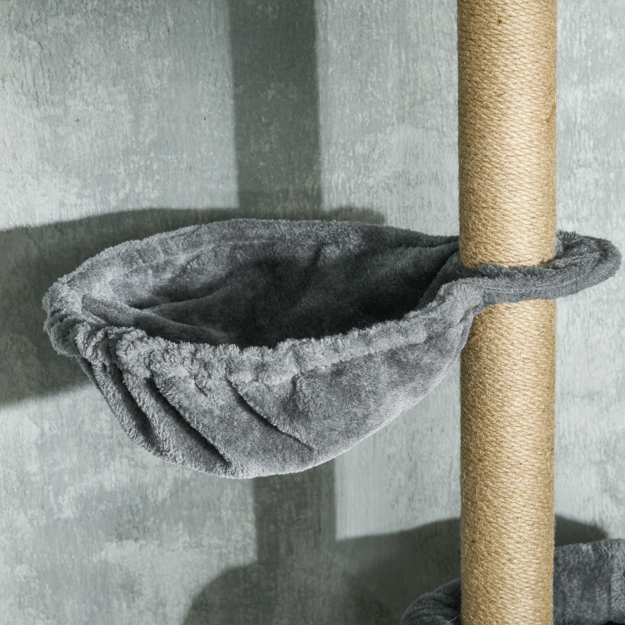 Floor to Ceiling Cat Tree for Indoor Cats, 6-Tier Play Tower Climbing Activity Center with Scratching Post, Platforms, Bed, Hammock, Adjustable Height 230-250cm, Grey