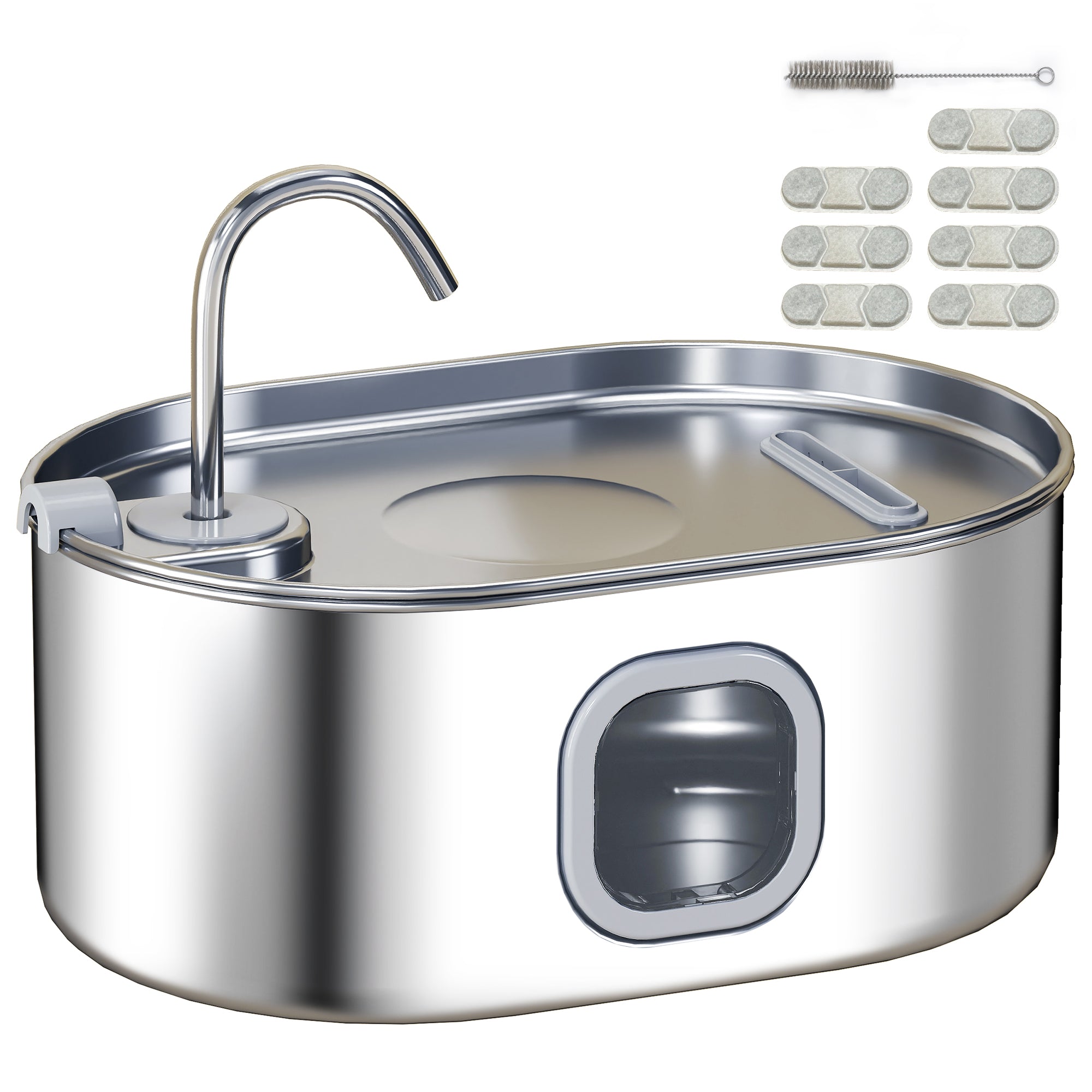 Cat Water Fountain Stainless Steel, 246 oz. / 7L Automatic Pet Fountain with Filters, Ultra-Quiet Pump, Visibility Window, Dog Water Bowl Dispenser for Cats, Dogs and Multi-Pet Homes