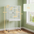 Load image into Gallery viewer, Large Bird Cage Budgie Cage with Stand, Storage Shelf, Wood Perch for Parrot Canary Parakeet Cockatiels, 81 x 48 x 162.5 cm, White
