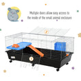 Load image into Gallery viewer, 47" Small Animal Cage, Rolling Bunny Cage, Guinea Pig Cage with Food Dish, Water Bottle, Hay Feeder, Platform, Ramp for Chinchilla, Black
