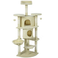 Load image into Gallery viewer, Cat Tree, 62" Multi-Level Cat Tower with Scratching Posts, 2 Condos, Hammock, Perches, Plush, Pompoms, for Indoor Kittens Playing, Resting, Sleeping, Beige
