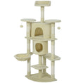 Load image into Gallery viewer, Cat Tree, 62" Multi-Level Cat Tower with Scratching Posts, 2 Condos, Hammock, Perches, Plush, Pompoms, for Indoor Kittens Playing, Resting, Sleeping, Beige
