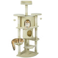 Load image into Gallery viewer, Cat Tree, 62" Multi-Level Cat Tower with Scratching Posts, 2 Condos, Hammock, Perches, Plush, Pompoms, for Indoor Kittens Playing, Resting, Sleeping, Beige
