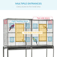 Load image into Gallery viewer, 65" Double Rolling Metal Bird Cage with Divider, Large Parrot Cage for Parakeet, Canaries, Lovebirds, Budgie, Finch, with Detachable Rolling Stand, Storage Shelf, Wood Perch & Food Container
