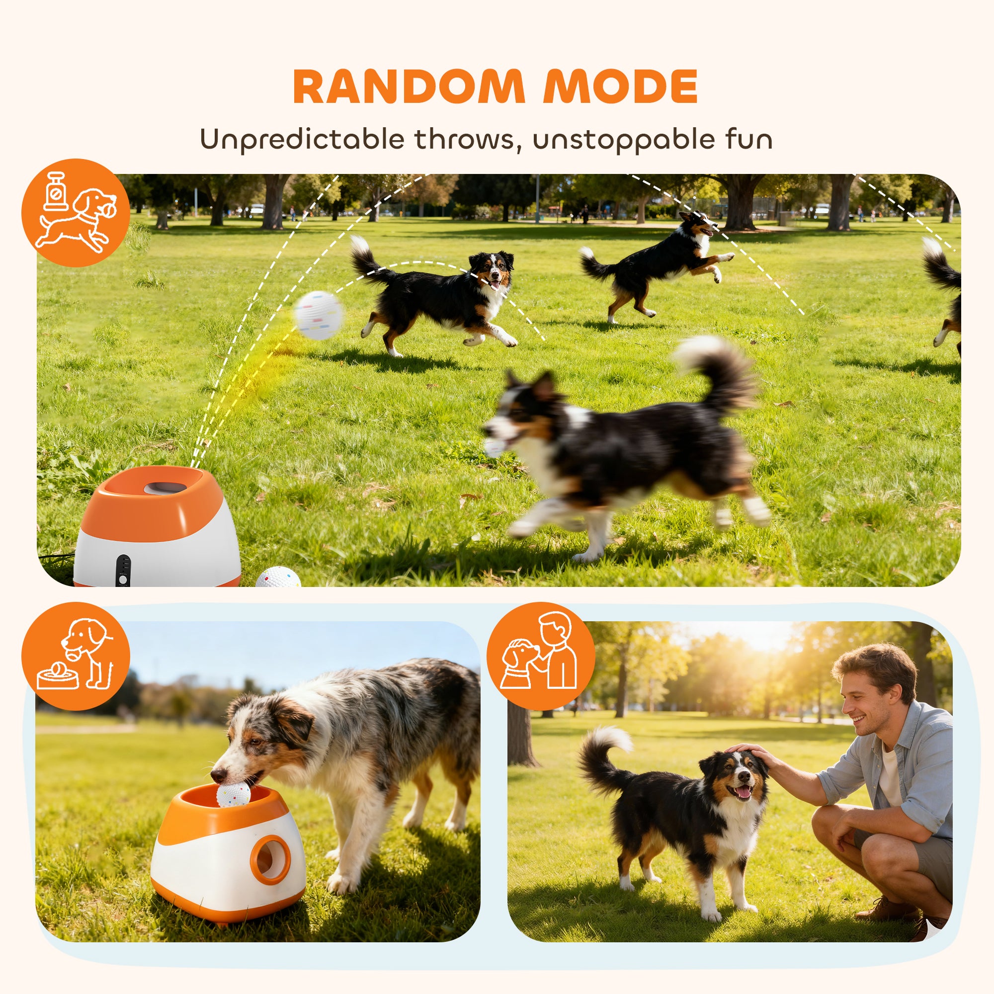 Automatic Dog Ball Launcher for Large Medium Dogs, Upgraded 26-59-79ft Outdoor Ball Launcher with 3* 2.5inch ETPU Balls Play Toys, Interactive Dog Toys for Indoor Outdoor