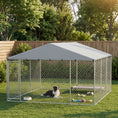 Load image into Gallery viewer, Extra Large Outdoor Dog Kennel, Heavy Duty Dog Run Outdoor Fence with Waterproof Cover, Galvanized Chain Link, Double Secure Locks, for Small Medium Breeds, Chickens, Ducks, 13' x 13' x 6.5'

