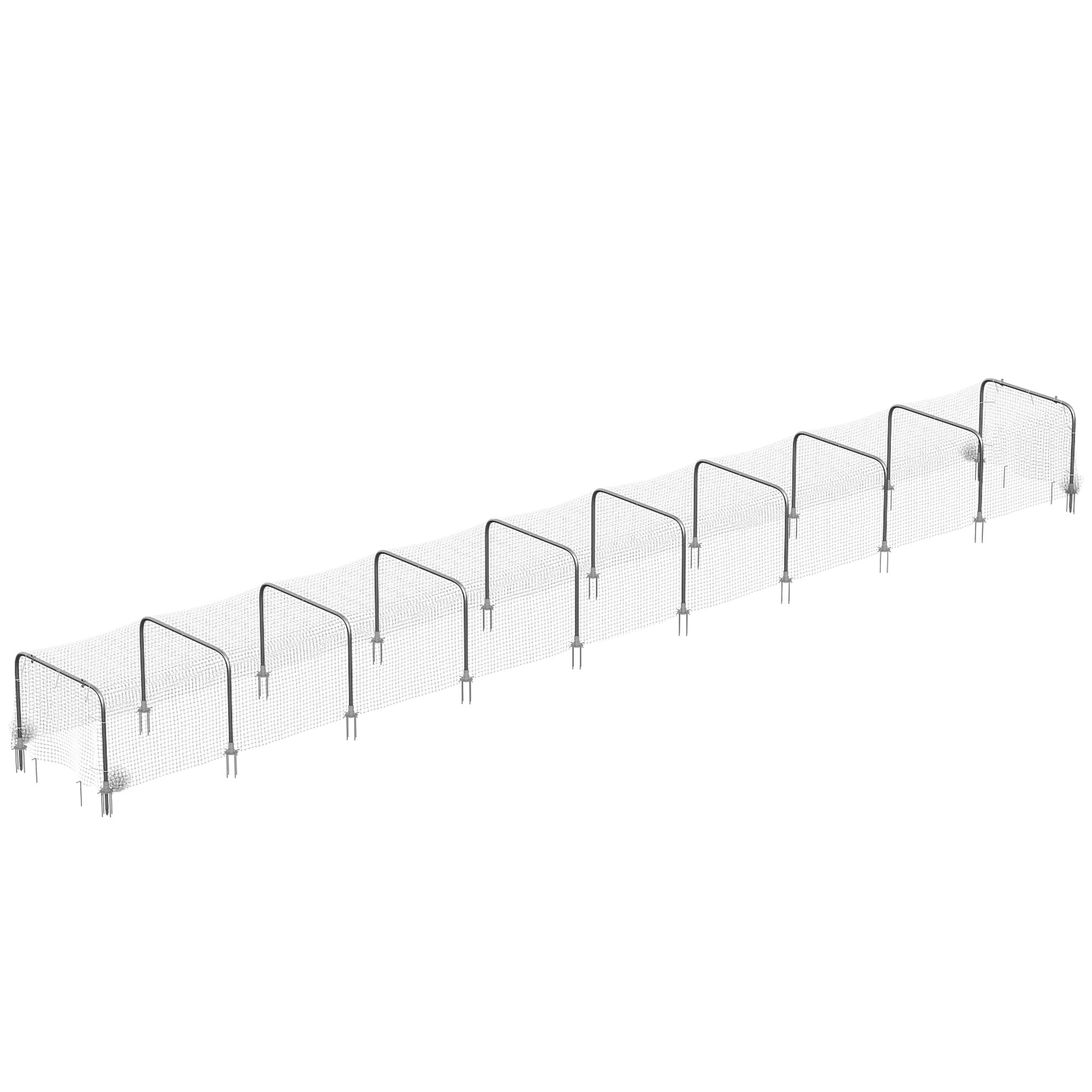 Extra Long Chicken Tunnel for Outside, 354" x 39" Galvanized Steel Chicken Run with Nylon Netting, 10 Arches for 10-15 Chickens or Ducks, Backyard Farm Yard, Silver