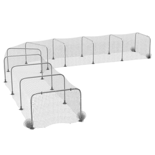 Extra Long Chicken Run, 354" x 39" Galvanized Steel Chicken Tunnel with Nylon Netting, 10 Arches, Flat Roof Poultry Enclosure for 10-15 Chickens or Ducks, Backyard Farm Yard, Silver