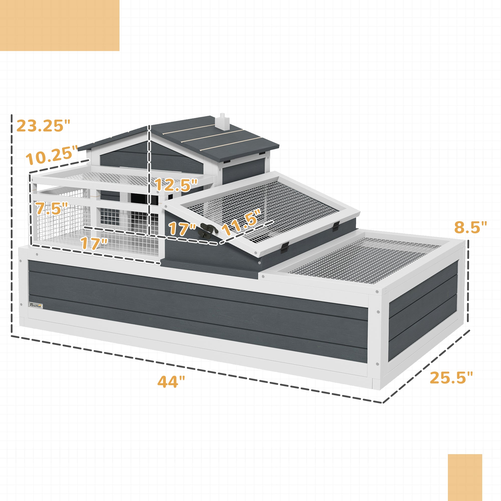 PawHut 2-Story Tortoise House with Balcony, Openable Roof & Ladder