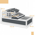 Load image into Gallery viewer, Tortoise House 3-Room Wooden Tortoise Enclosure Large Reptile Cage with 2 Stories, Ladder, Balcony, Tray, Openable Roof, 59H x 112L x 65Wcm, Grey

