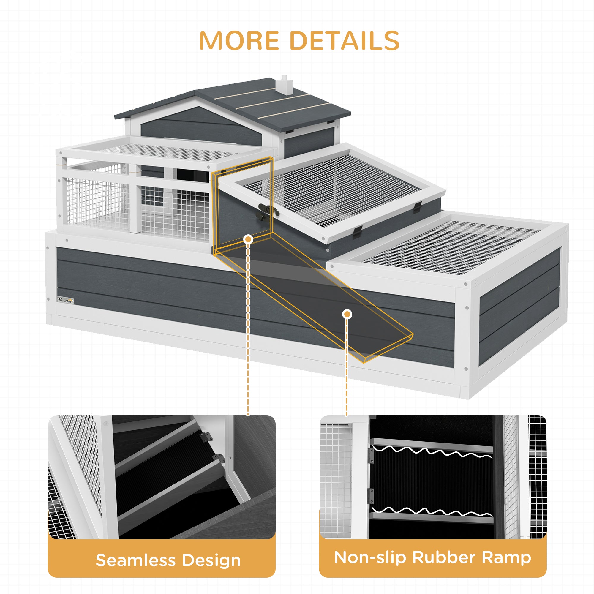 PawHut 2-Story Tortoise House with Balcony, Openable Roof & Ladder