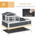Load image into Gallery viewer, Tortoise House 3-Room Wooden Tortoise Enclosure Large Reptile Cage with 2 Stories, Ladder, Balcony, Tray, Openable Roof, 59H x 112L x 65Wcm, Grey
