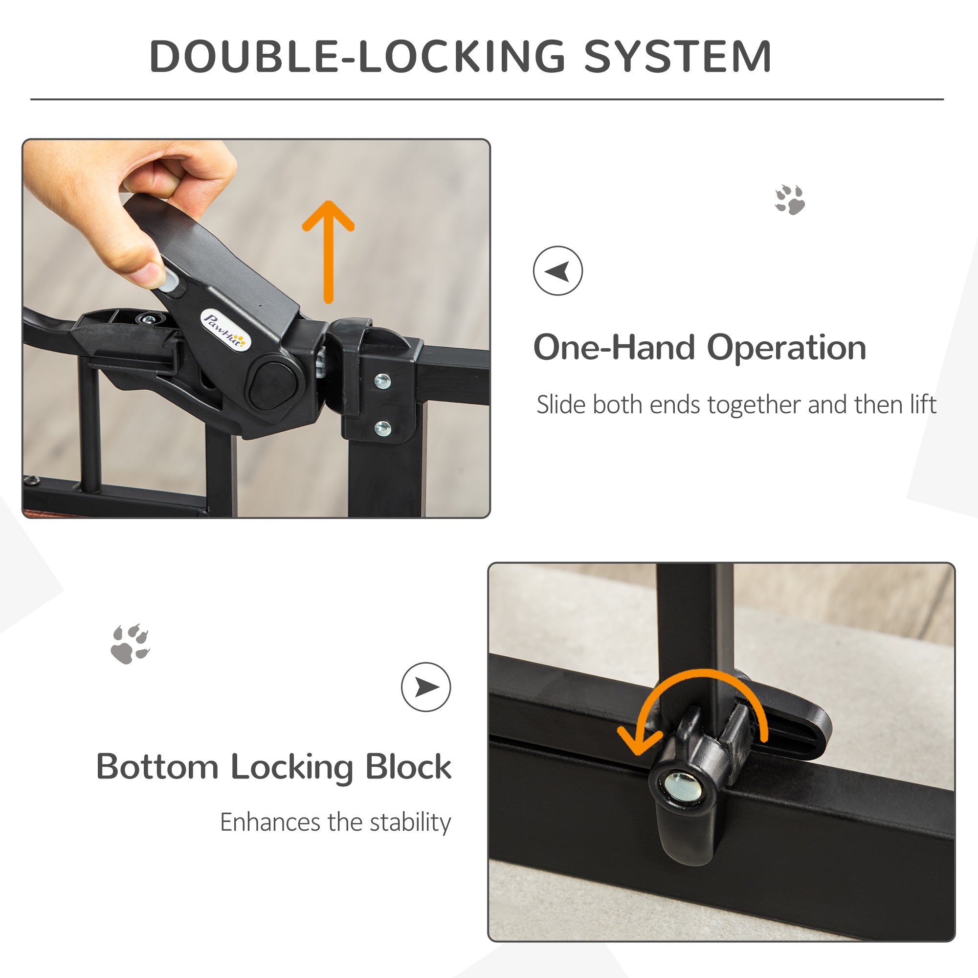 29.1''-31.5'' Extra Wide Dog Gate with Cat Door with Stair Pressure Fit, Auto Close, Double Locking, for Doorways, Hallways, Stairs, Black