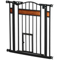 Load image into Gallery viewer, 29.1''-31.5'' Extra Wide Dog Gate with Cat Door with Stair Pressure Fit, Auto Close, Double Locking, for Doorways, Hallways, Stairs, Black
