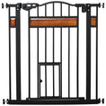 Load image into Gallery viewer, 29.1''-31.5'' Extra Wide Dog Gate with Cat Door with Stair Pressure Fit, Auto Close, Double Locking, for Doorways, Hallways, Stairs, Black
