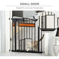 Load image into Gallery viewer, 29.1''-31.5'' Extra Wide Dog Gate with Cat Door with Stair Pressure Fit, Auto Close, Double Locking, for Doorways, Hallways, Stairs, Black
