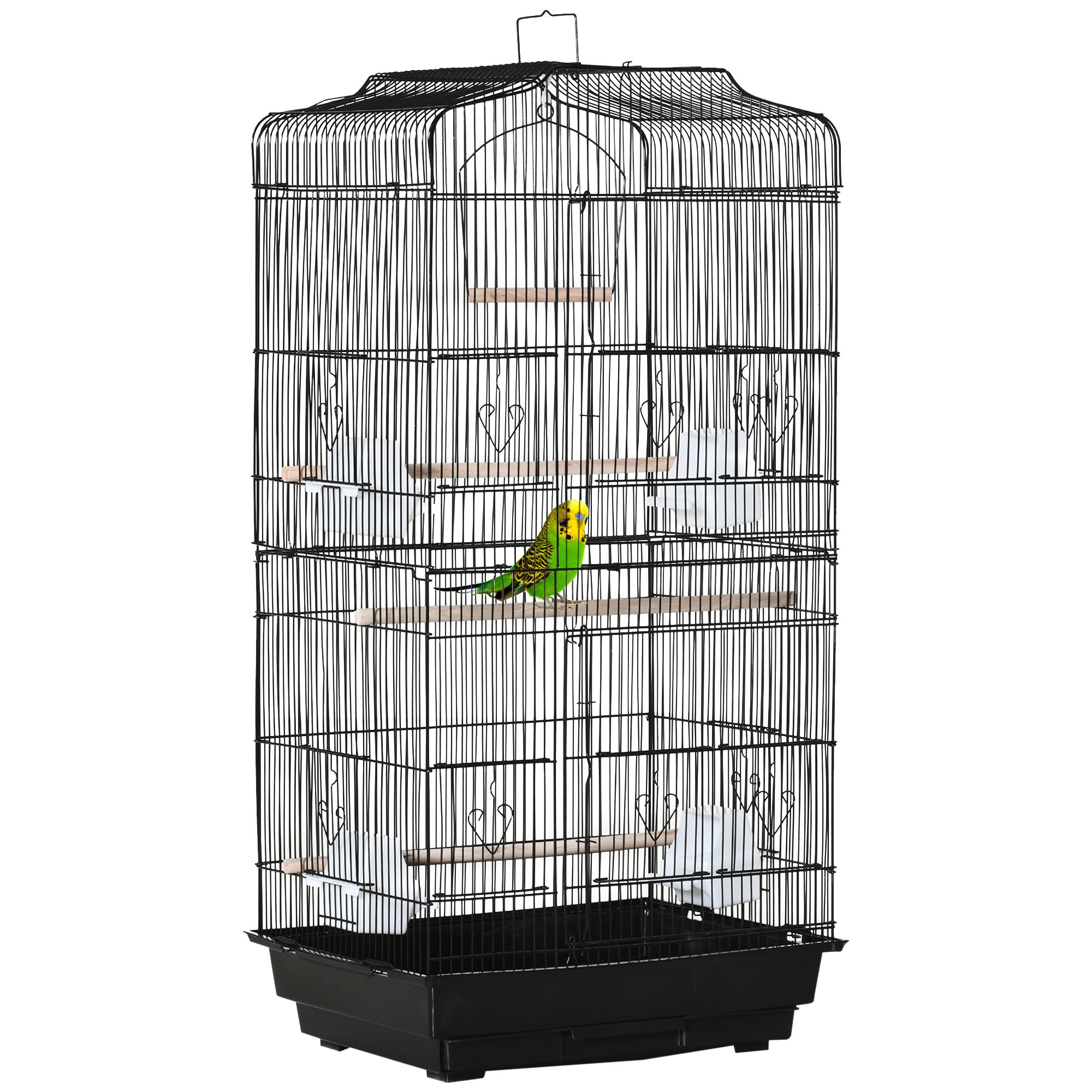 36" Bird Cage for Finches, Canaries Budgies, Parrot Cage with Accessories, Handle, Black