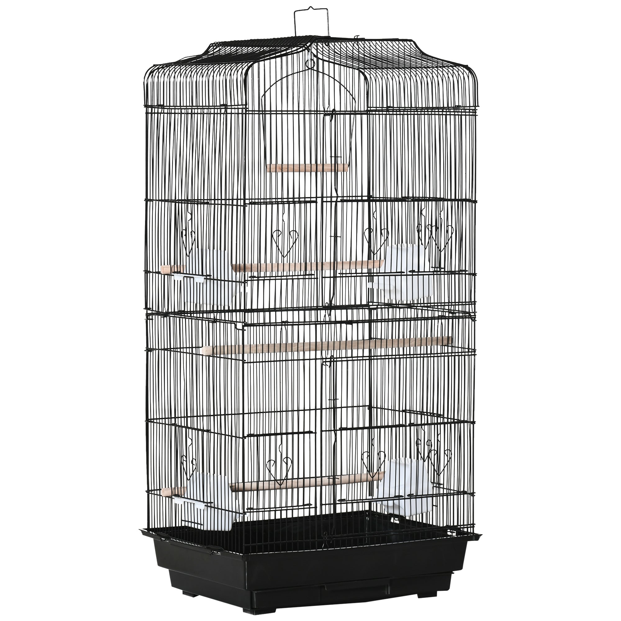 36" Bird Cage for Finches, Canaries Budgies, Parrot Cage with Accessories, Handle, Black