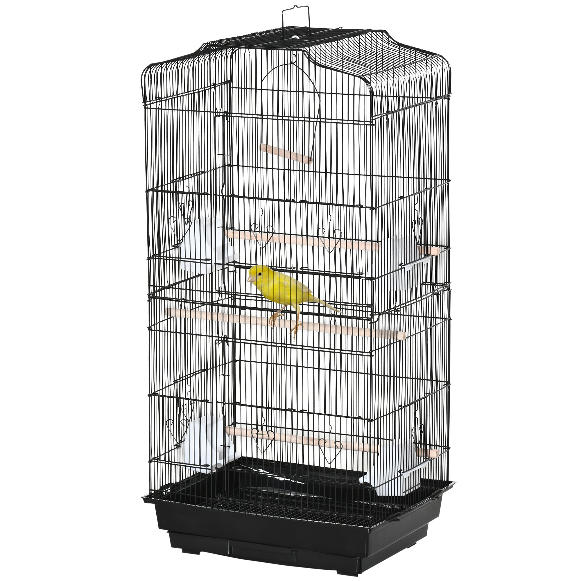 36" Bird Cage for Finches, Canaries Budgies, Parrot Cage with Accessories, Handle, Black