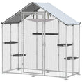 Load image into Gallery viewer, Large Catio Outdoor Cat Enclosure, Galvanized Steel Walk-in Cat Patio for Multiple Kittens, Outdoor Kitty Cage with Waterproof Cover, 5 Adjustable Platforms, Hammock, Metal Chicken Coop Run

