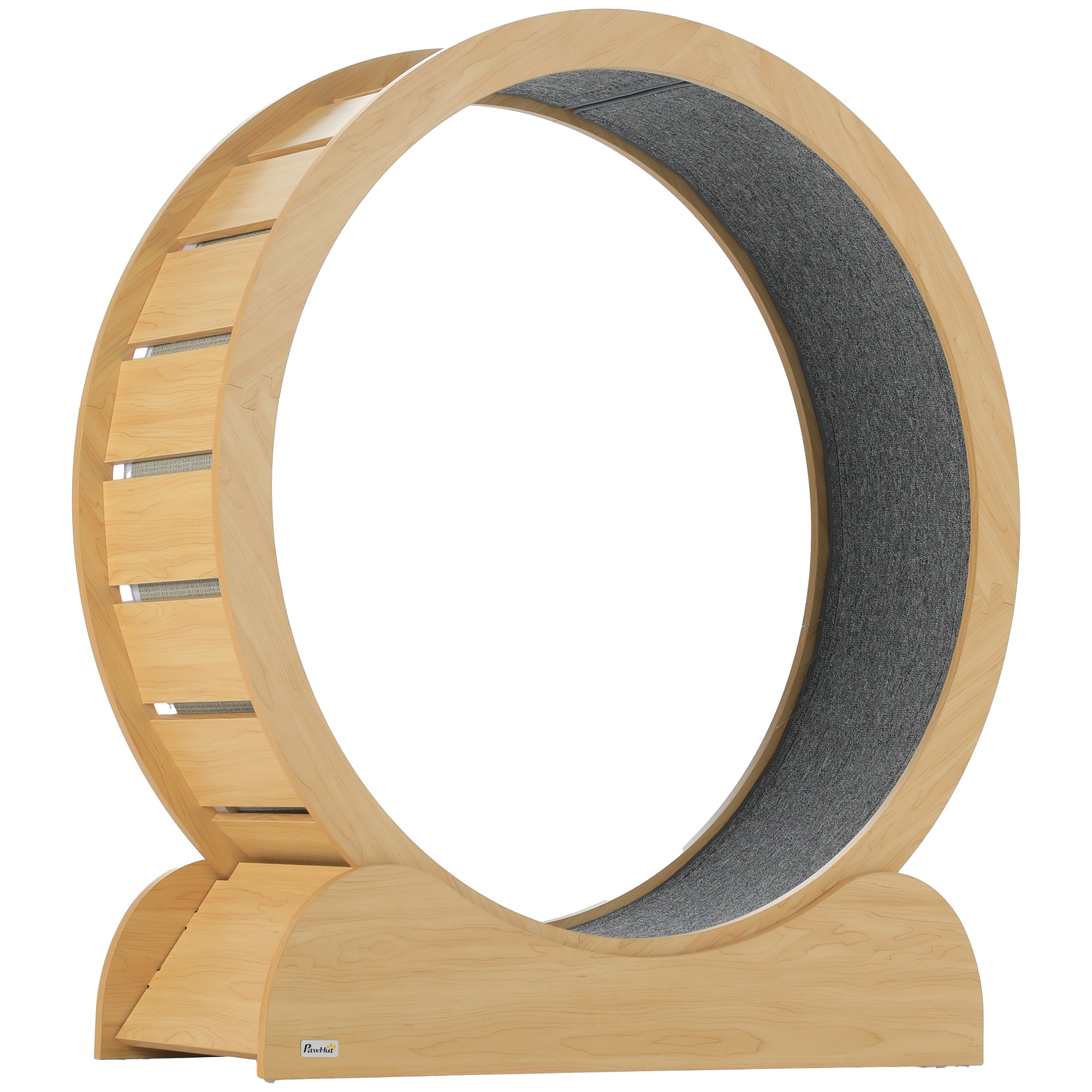 Cat Treadmill, Cat Exercise Wheel, 39.4 inch Kitten Running Wheel with Brake, Carpeted Runway for Exercise - Natural Wood Finish