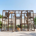 Load image into Gallery viewer, Catio Outdoor Cat Enclosure Window, Outdoor Cat House with Weather Protection Roof for 1-4 Kitties, Wooden Frame, Shelves & Bridges, 118" x 37.5" x 74", Coffee Brown
