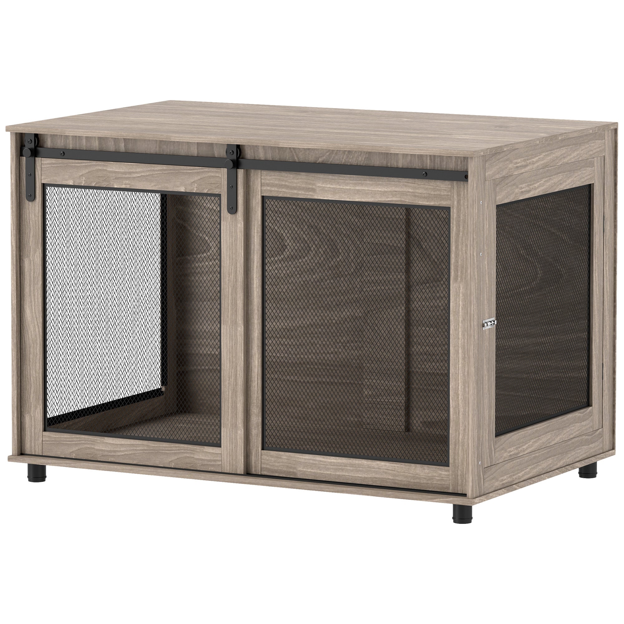 Dog Crate Furniture, Dog Cage End Table with Sliding Door, Pet Kennel for Extra Large Breeds, 118 x 75.5 x 82cm, Walnut Brown