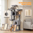 Load image into Gallery viewer, 184cm Large Cat Tree for Indoor Cats, Multi-Level Tall Kitty Tower with 3 Scratching Posts, 2 Condos, 3 Padded Beds, Hammock, Ladder, for Small to Large Kittens, Dark Grey
