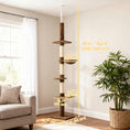Load image into Gallery viewer, 91"-102" Cat Tree, 5-Tier Floor-to-Ceiling Cat Tower Kitty Activity Center w/ Scratching Post, Cozy Hammock Play Rest Post Pet Furniture for Jumping Climbing, Leopard Print
