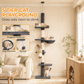 Load image into Gallery viewer, Floor-to-Ceiling Cat Tree, 88.6"-100.4" Adjustable 5-Level Cat Tower with Hammock, 3 Sisal Scratching Posts, Toy Ball, Anti-Tip Rope, Dark Grey
