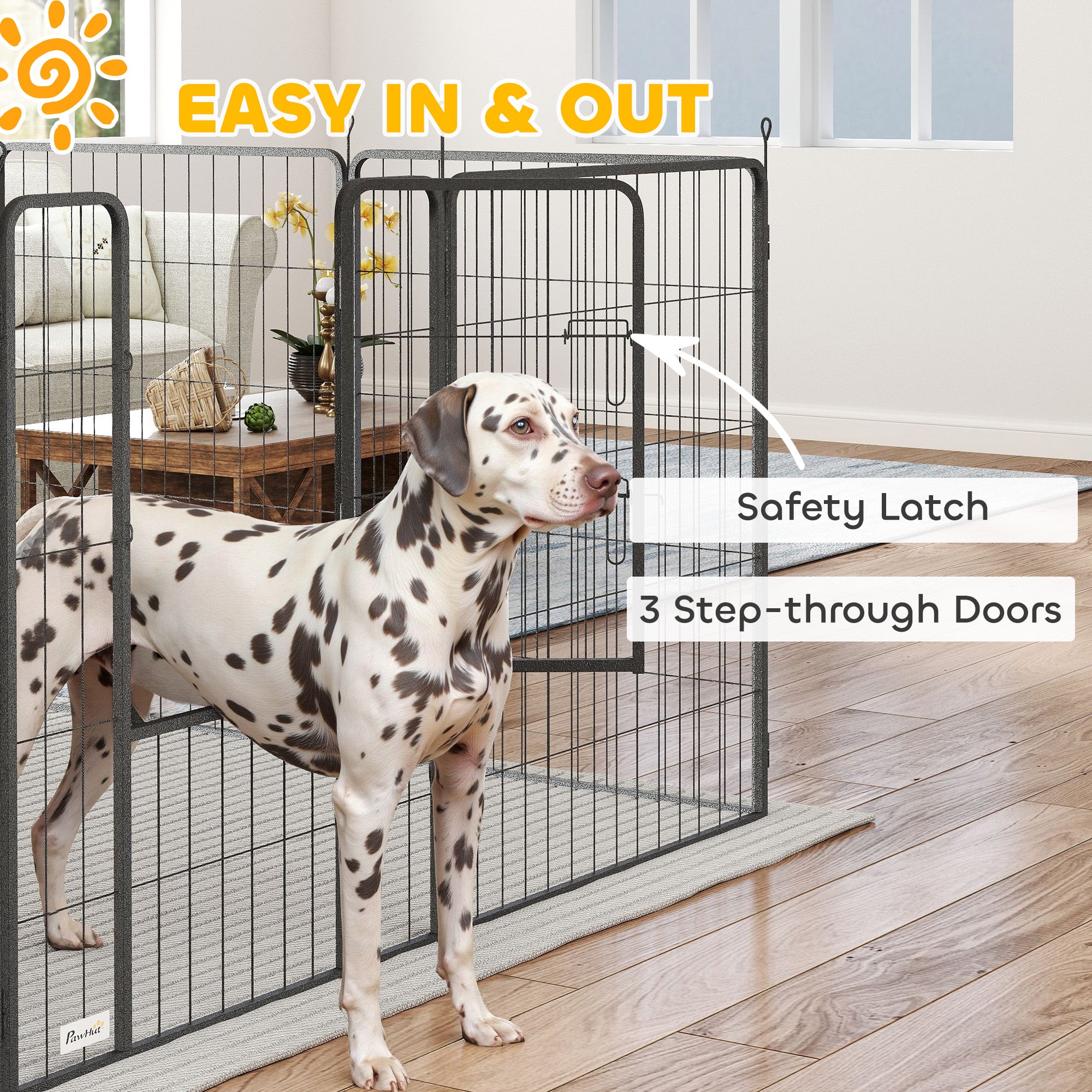 Dog Playpen, Wide 31.5" W Heavy-Duty Metal Puppy Play Pen, Pet Exercise Fences for Outside and Indoor, DIY Design with Door for Multiple Dogs, 24 Panels, 39" H