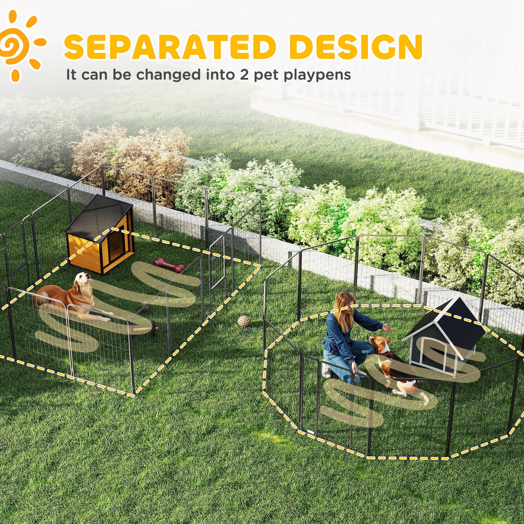 Dog Playpen, Wide 31.5" W Heavy-Duty Metal Puppy Play Pen, Pet Exercise Fences for Outside and Indoor, DIY Design with Door for Multiple Dogs, 24 Panels, 39" H