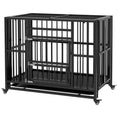Load image into Gallery viewer, 37" Heavy Duty Dog Crate, Foldable Dog Cage on Wheels with Double Locks, Removable Tray, Openable Top, Double Doors, Indoor Outdoor Use, for Small and Medium Dogs - Black
