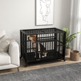 Load image into Gallery viewer, 37" Heavy Duty Dog Crate, Foldable Dog Cage on Wheels with Double Locks, Removable Tray, Openable Top, Double Doors, Indoor Outdoor Use, for Small and Medium Dogs - Black
