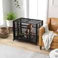 Load image into Gallery viewer, 37" Heavy Duty Dog Crate, Foldable Dog Cage on Wheels with Double Locks, Removable Tray, Openable Top, Double Doors, Indoor Outdoor Use, for Small and Medium Dogs - Black
