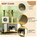 Load image into Gallery viewer, Cat Tree with Hidden Litter Box Enclosure, 2-in-1 Green Leaf Cat Tower, Litter Box Furniture with House, Ladder, Scratching Posts, Platforms, for Indoor Use - Oak

