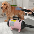 Load image into Gallery viewer, Dog Hair Dryer, 2200W Pet Grooming Hair Dryer with Adjustable Temperature & Velocity, Professional Low Noise Dog Blaster with 3 Different Nozzles, Pink
