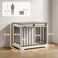 Load image into Gallery viewer, Dog Crate Furniture, 80 cm Double Door Wooden Dog Crate with Sliding Barn Door, Indoor Kennel End Table for Medium Breeds, Anti-Chew Steel Puppy Cage, White
